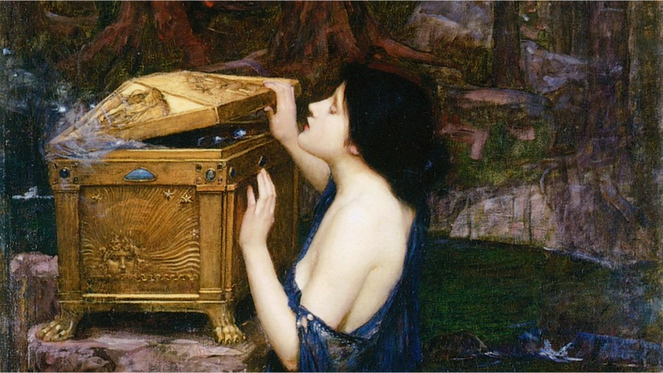 Cropped painting of Pandora